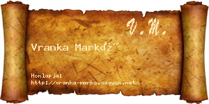Vranka Markó névjegykártya